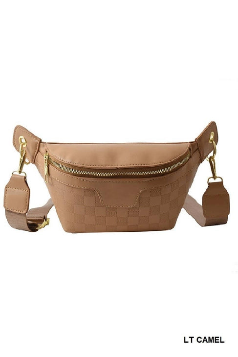 Vegan Leather Checkered Monogram Crossbody Bum Bag