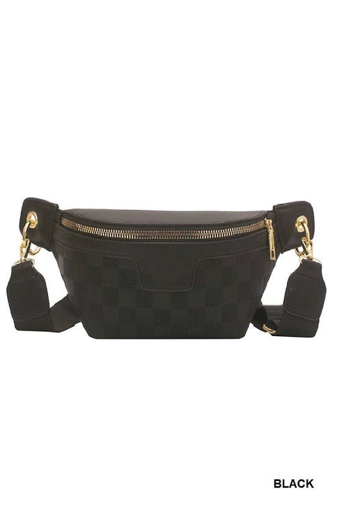 Vegan Leather Checkered Monogram Crossbody Bum Bag