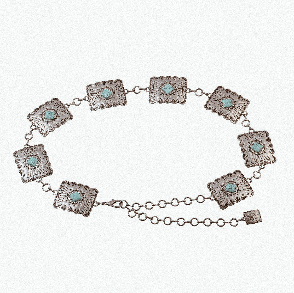 Turquoise square concho chain belt